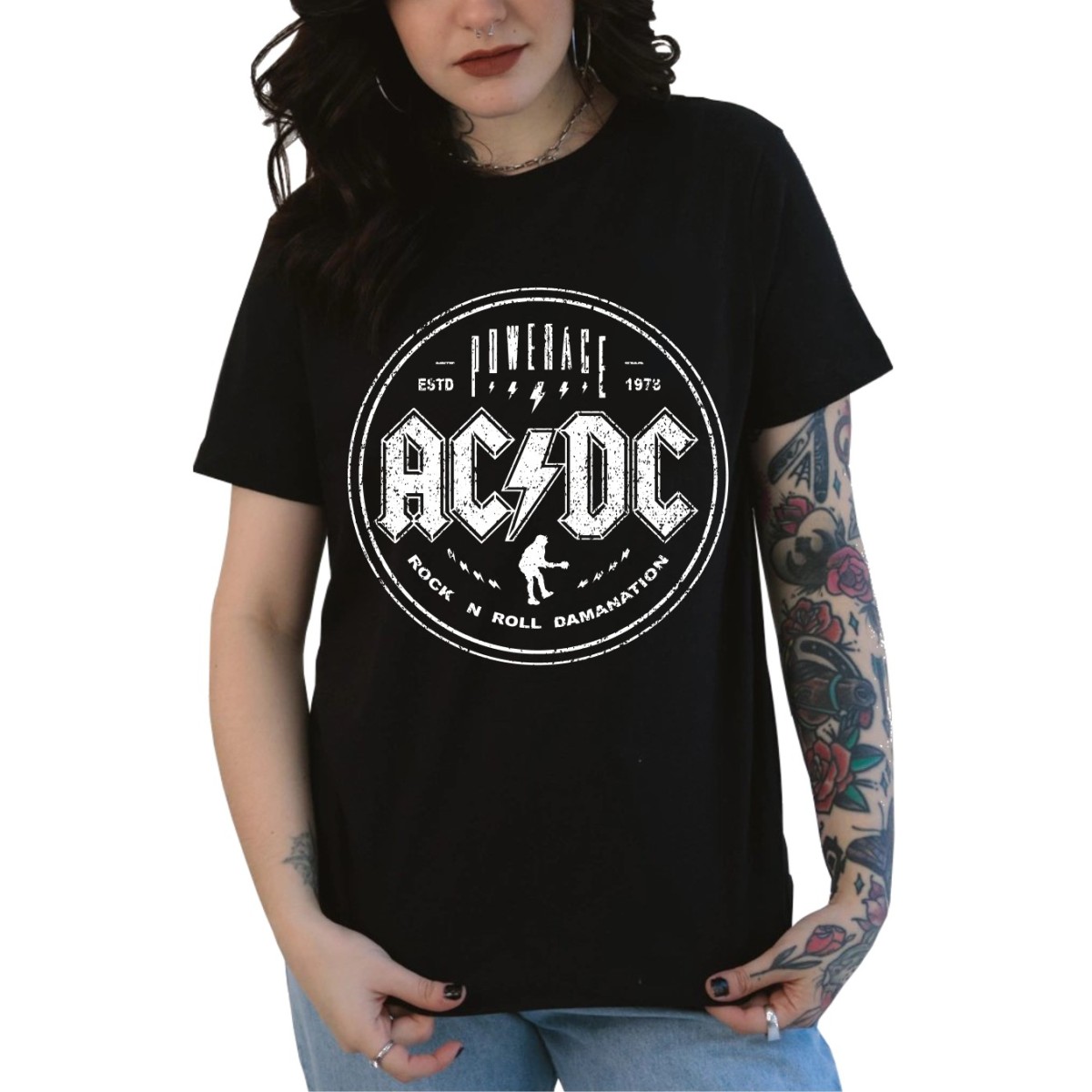 Rockwear Brasil - Baby look Acdc 4 Rockwear Preta
