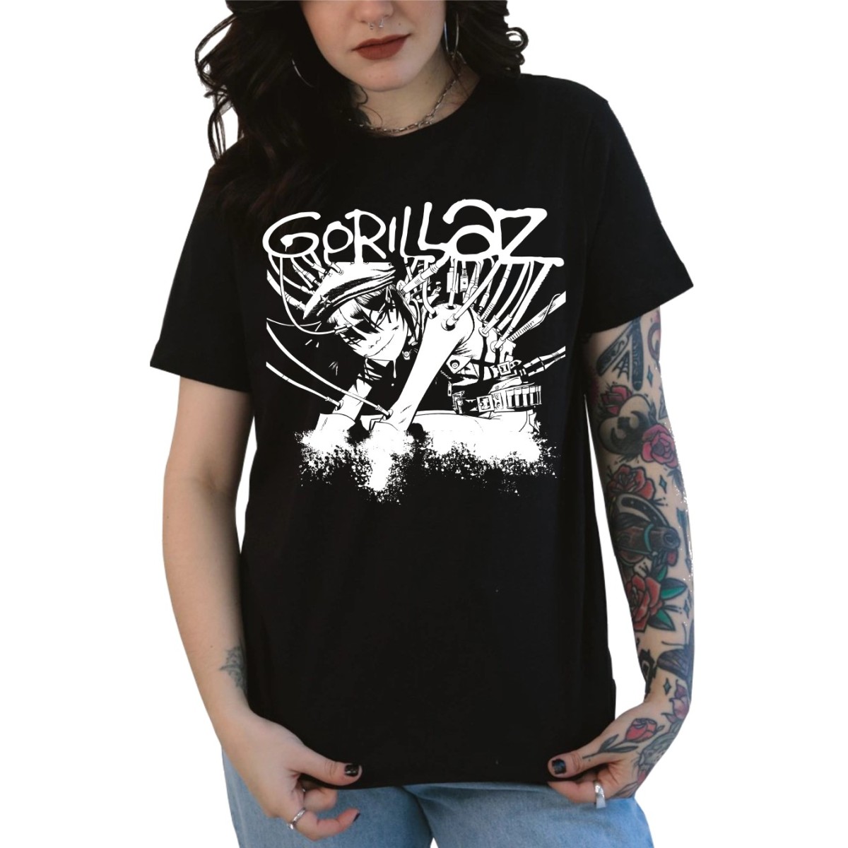Rockwear Brasil - Baby look Gorillaz 2 Rockwear Preta