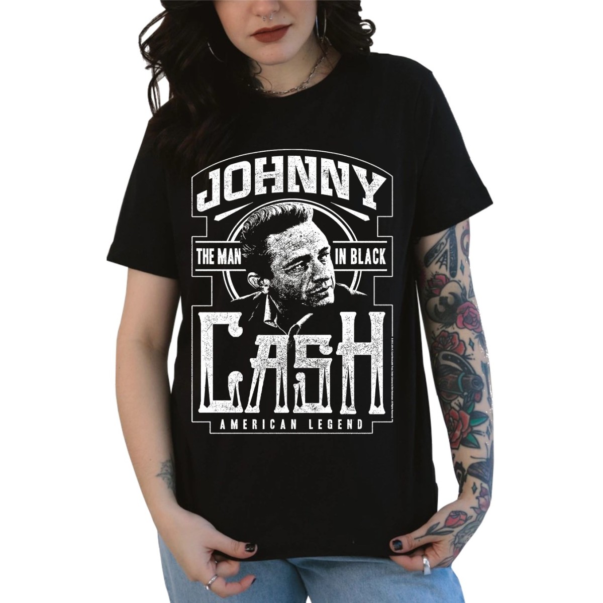 Rockwear Brasil - Baby look Johnny Cash 2 Rockwear Preta