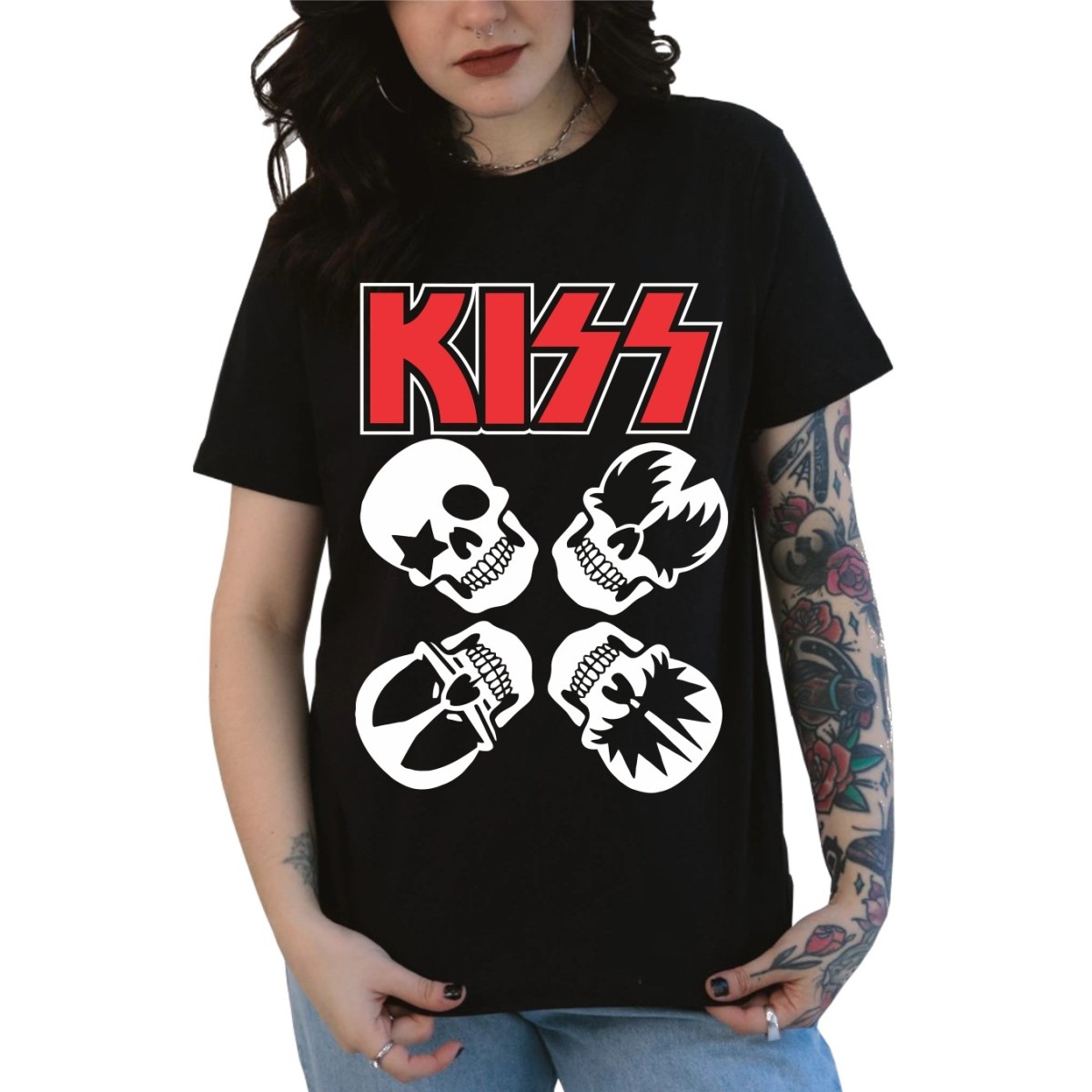 Rockwear Brasil - Baby look KISS 3 Rockwear Preta