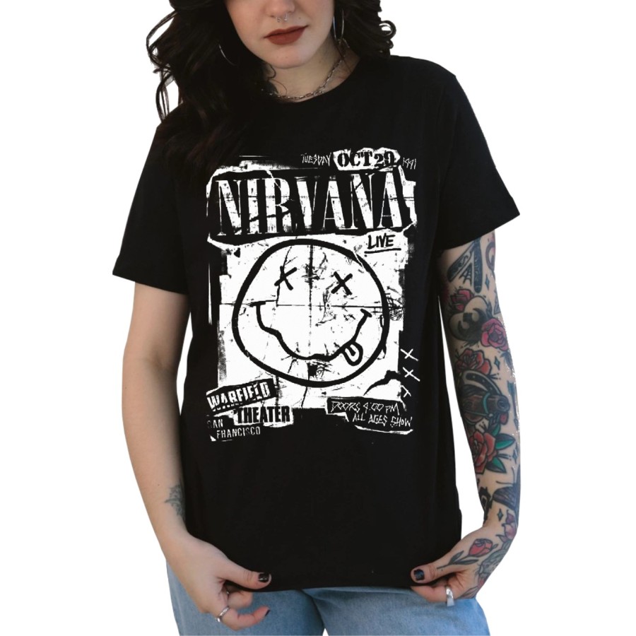 Rockwear Brasil - Baby look Nirvana 6 Rockwear Preta