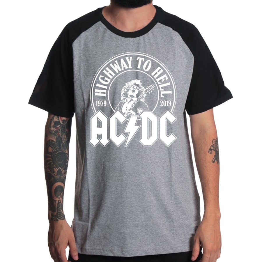 Rockwear Brasil - Camiseta Raglã Acdc Rockwear Preta