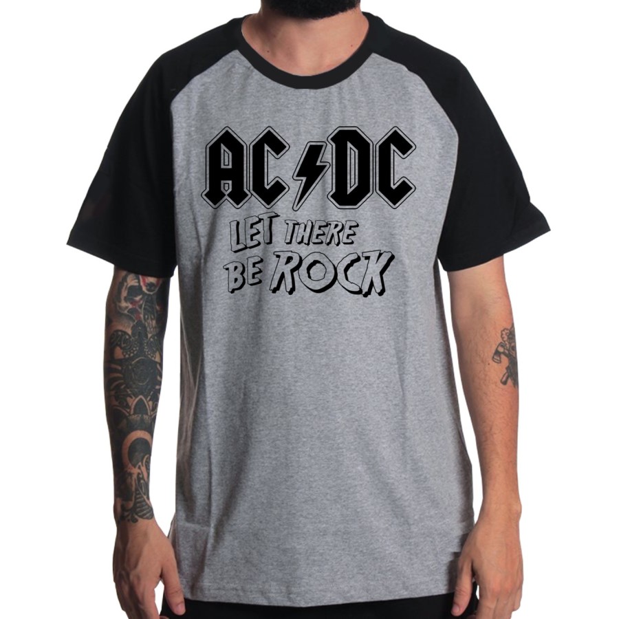 Rockwear Brasil - Camiseta Raglã Acdc 3 Rockwear Preta