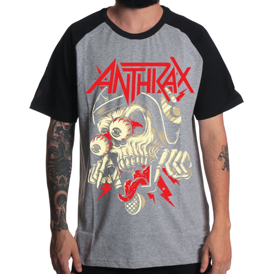 Rockwear Brasil - Camiseta Raglã Anthrax 3 Rockwear Preta