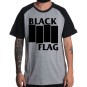 Rockwear Brasil - Camiseta Raglã Black Flag Rockwear Preta