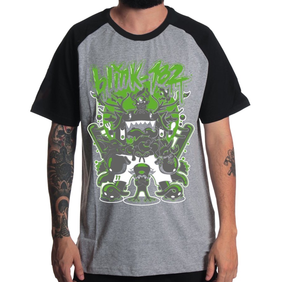 Rockwear Brasil - Camiseta Raglã Blink-182 2 Rockwear Preta