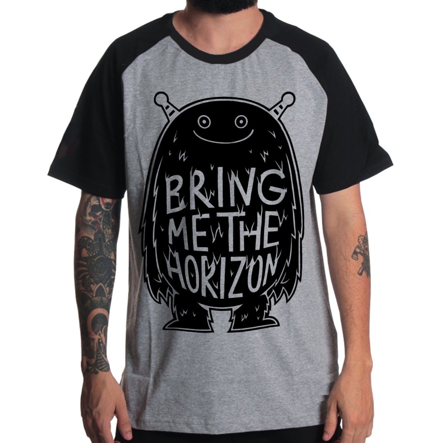 Rockwear Brasil - Camiseta Raglã Bring Me The Horizon 3 Rockwear Preta