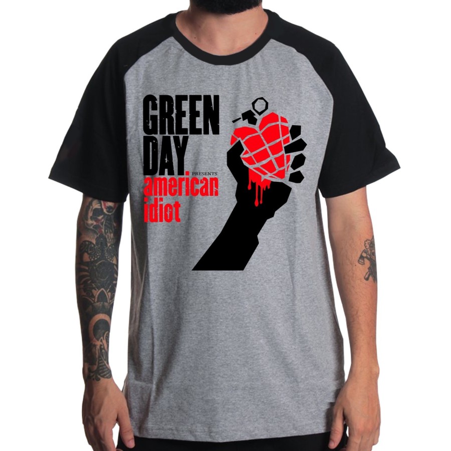 Rockwear Brasil - Camiseta Raglã Green Day Rockwear Preta