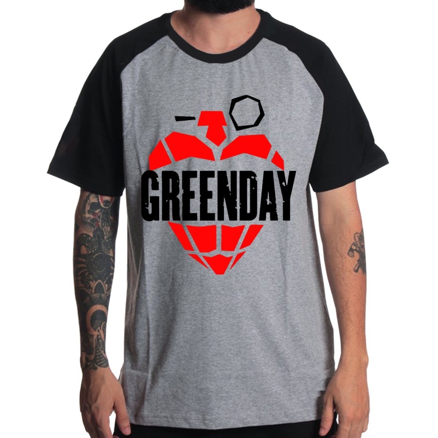 Rockwear Brasil - Camiseta Raglã Green Day 2 Rockwear Preta
