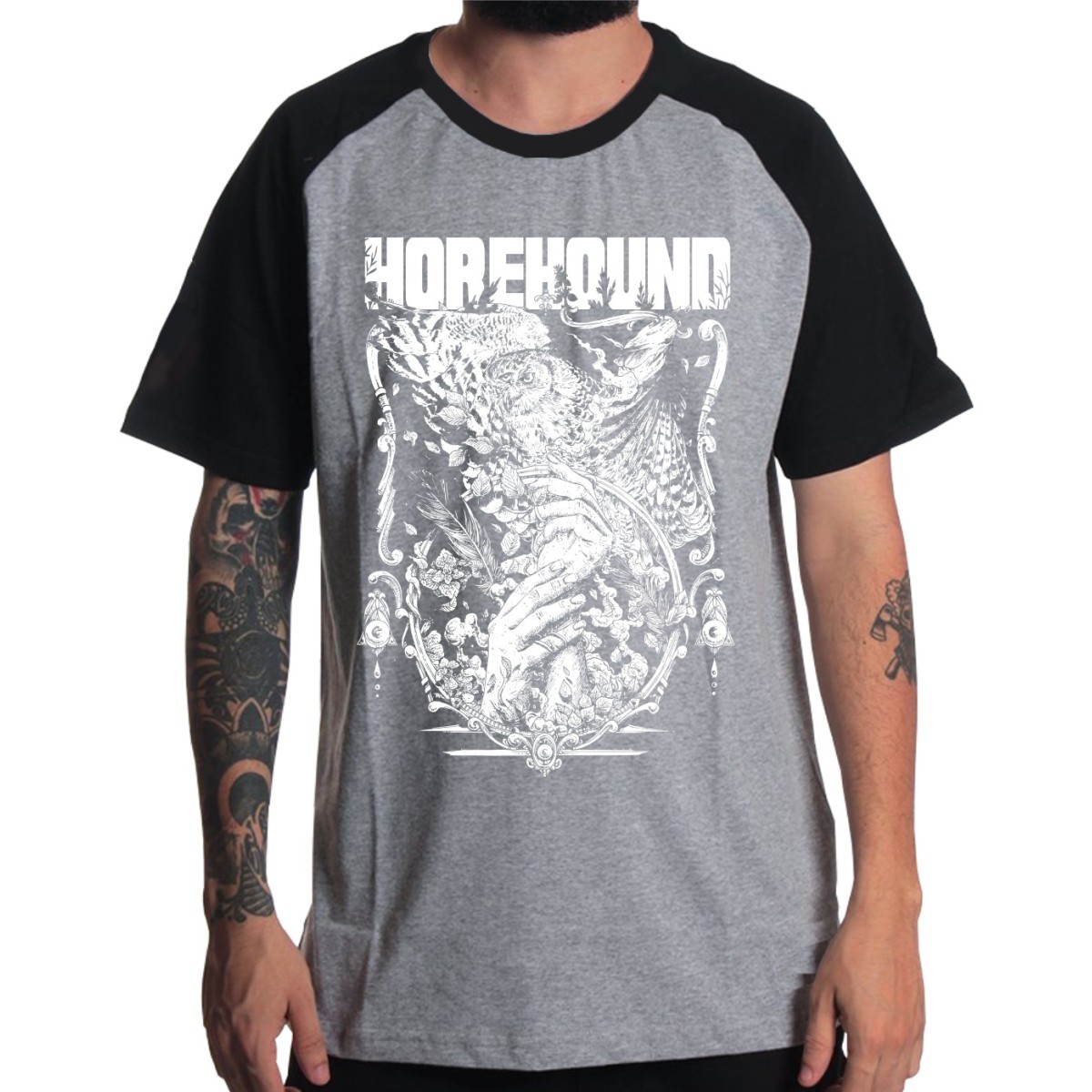 Rockwear Brasil - Camiseta Raglã Horehound Rockwear Preta