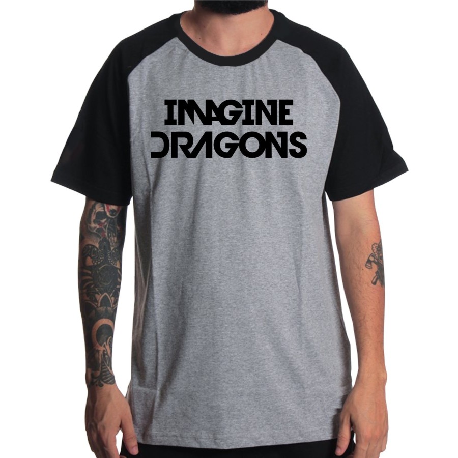 Rockwear Brasil - Camiseta Raglã Imagine Dragons Rockwear Preta