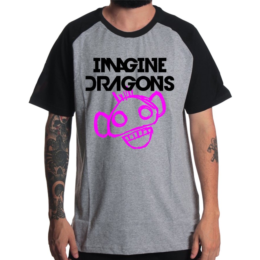 Rockwear Brasil - Camiseta Raglã Imagine Dragons 3 Rockwear Preta