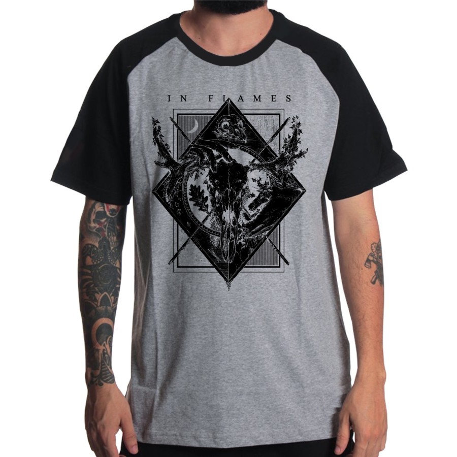 Rockwear Brasil - Camiseta Raglã In Flames 2 Rockwear Preta