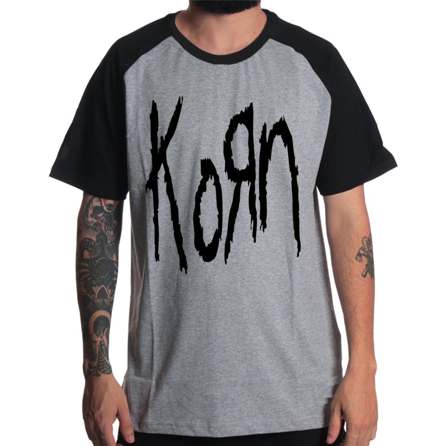 Rockwear Brasil - Camiseta Raglã Korn Rockwear Preta