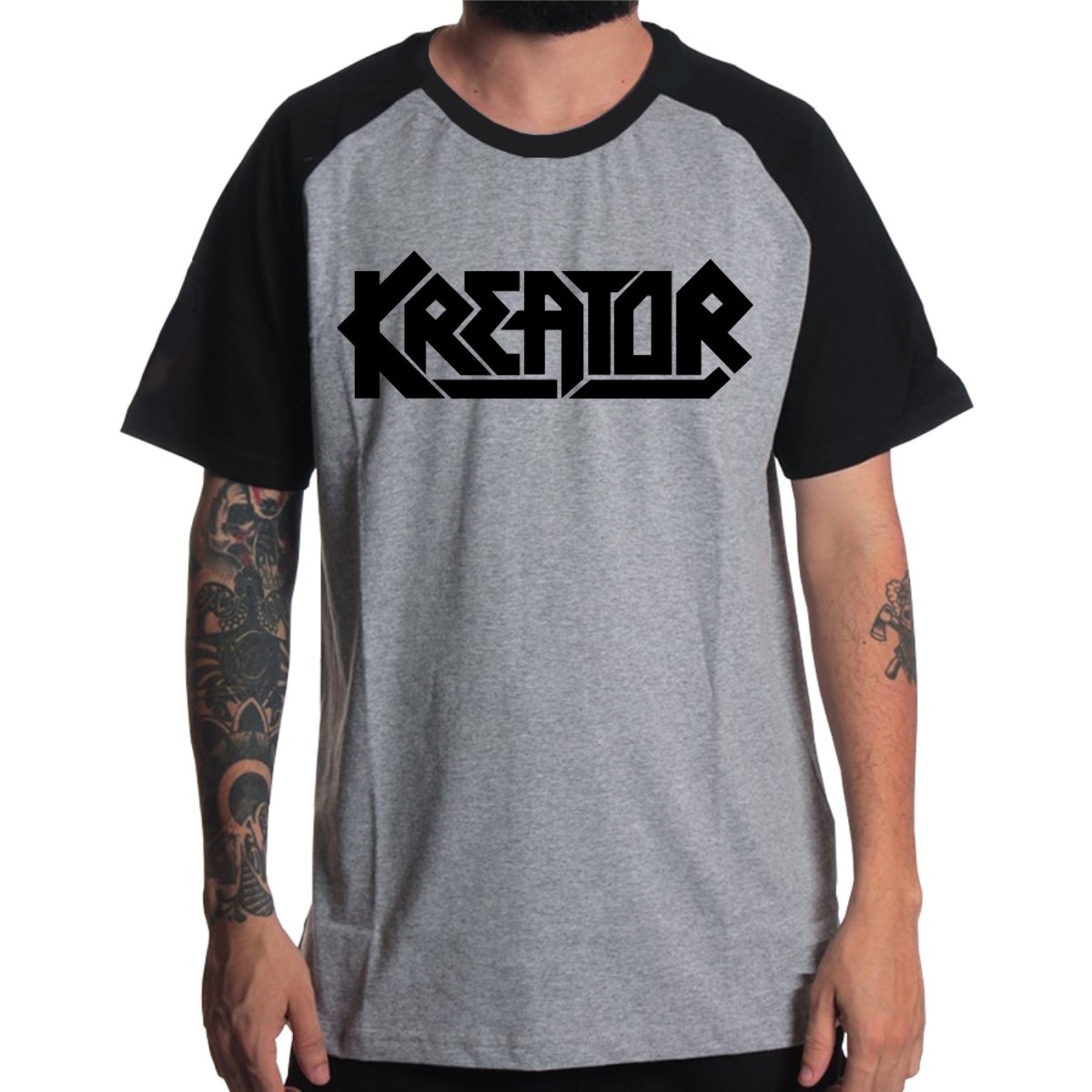 Rockwear Brasil - Camiseta Raglã Kreator Rockwear Preta