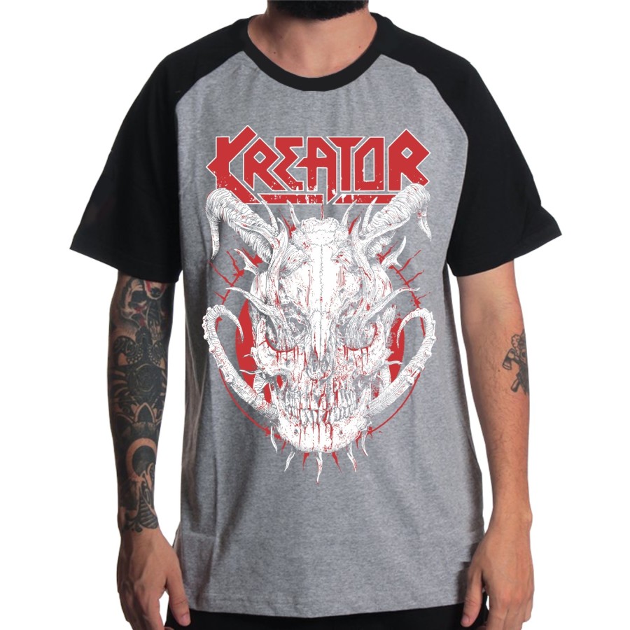 Rockwear Brasil - Camiseta Raglã Kreator 3 Rockwear Preta