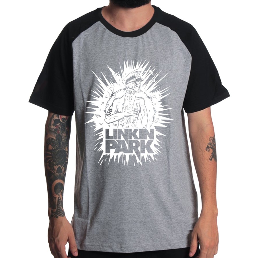 Rockwear Brasil - Camiseta Raglã Linkin Park 5 Rockwear Preta