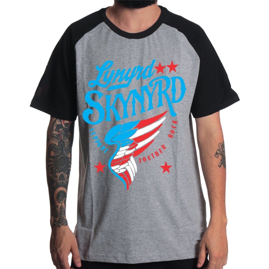 Rockwear Brasil - Camiseta Raglã Lynyrd Skynyrd 3 Rockwear Preta