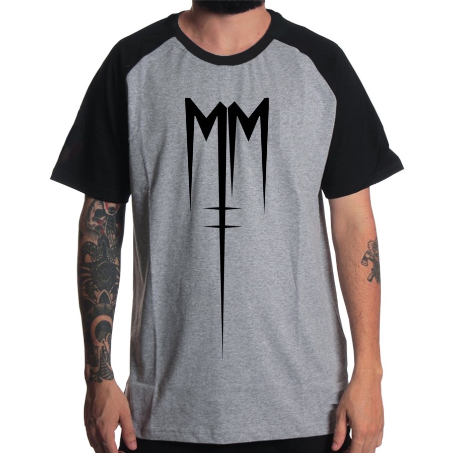 Rockwear Brasil - Camiseta Raglã Marilyn Manson Rockwear Preta