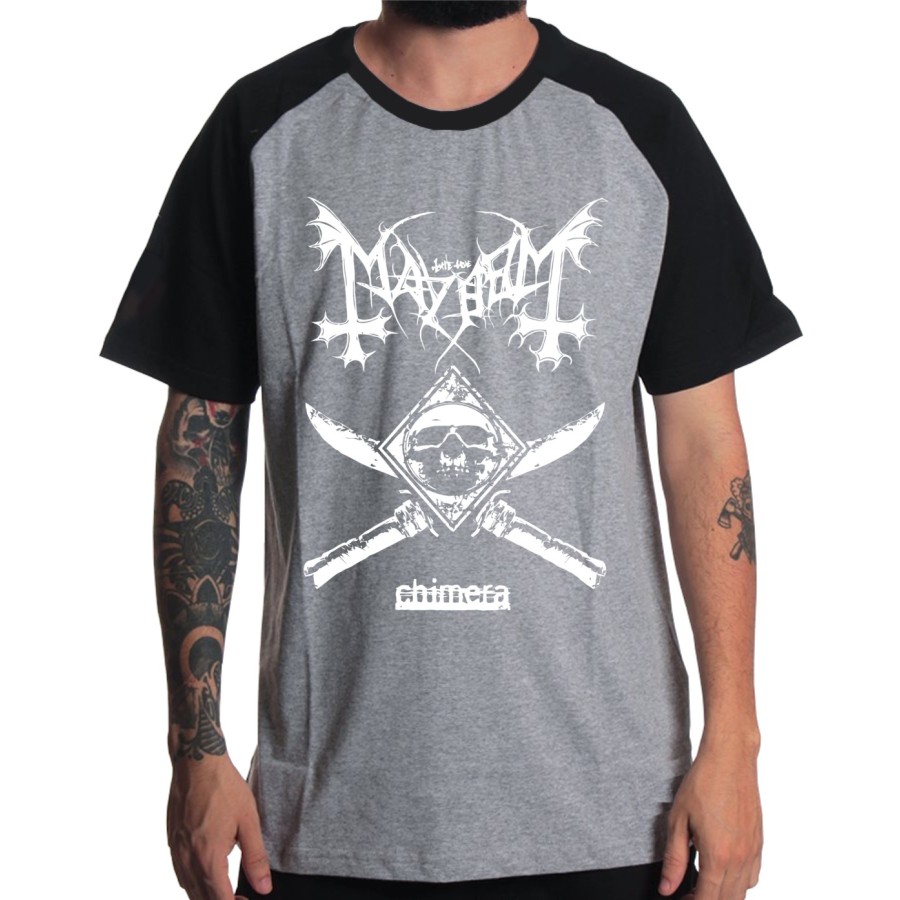 Rockwear Brasil - Camiseta Raglã Mayhem Rockwear Preta