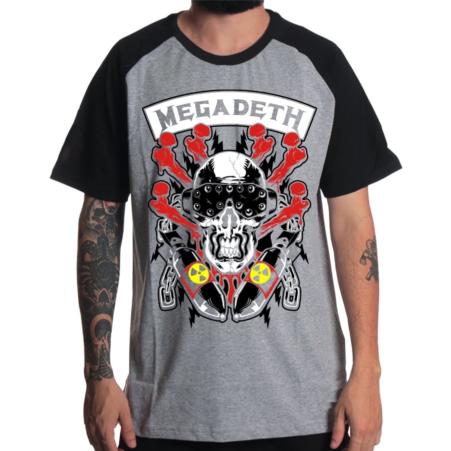 Rockwear Brasil - Camiseta Raglã Megadeth Rockwear Preta