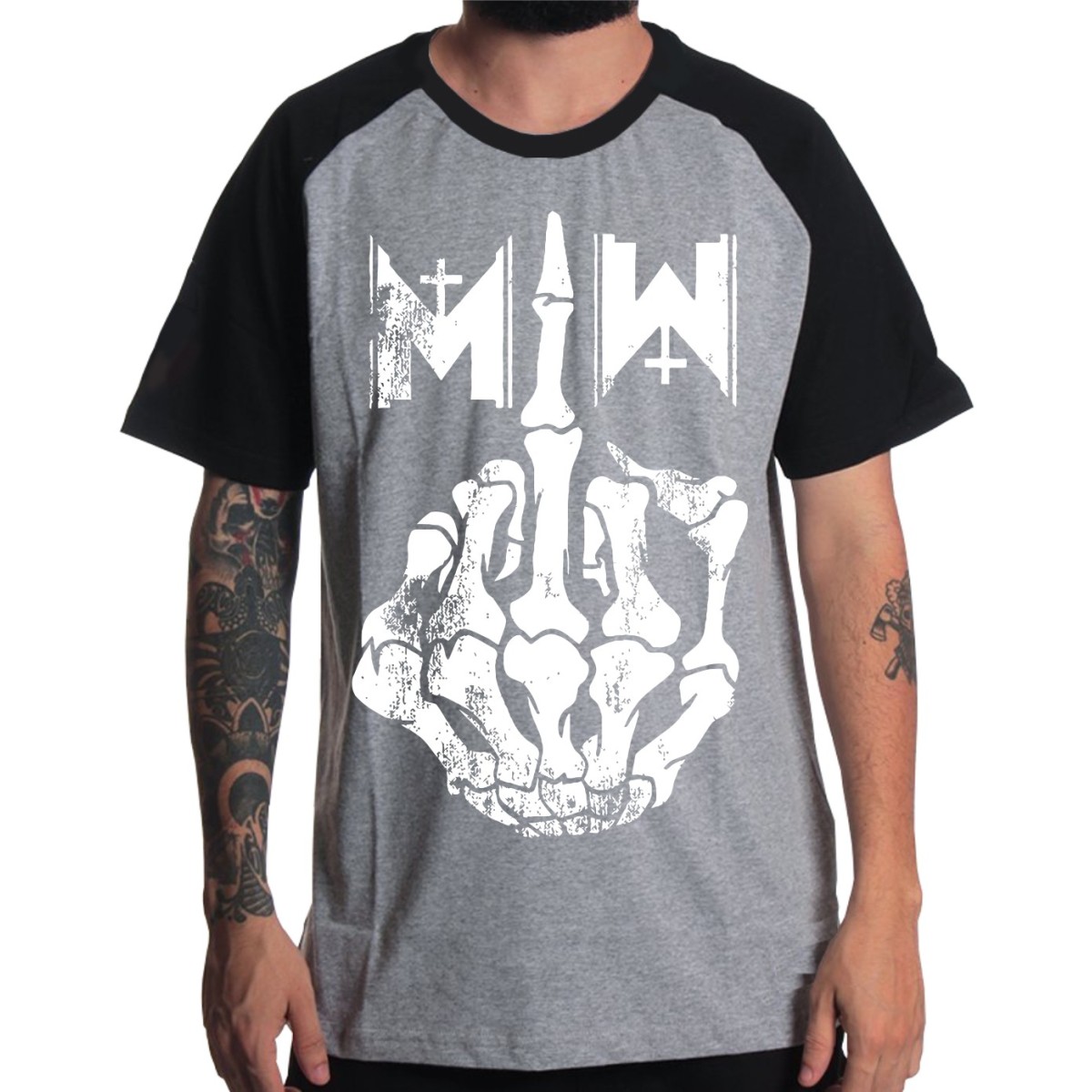 Rockwear Brasil - Camiseta Raglã Motionless In White Rockwear Preta