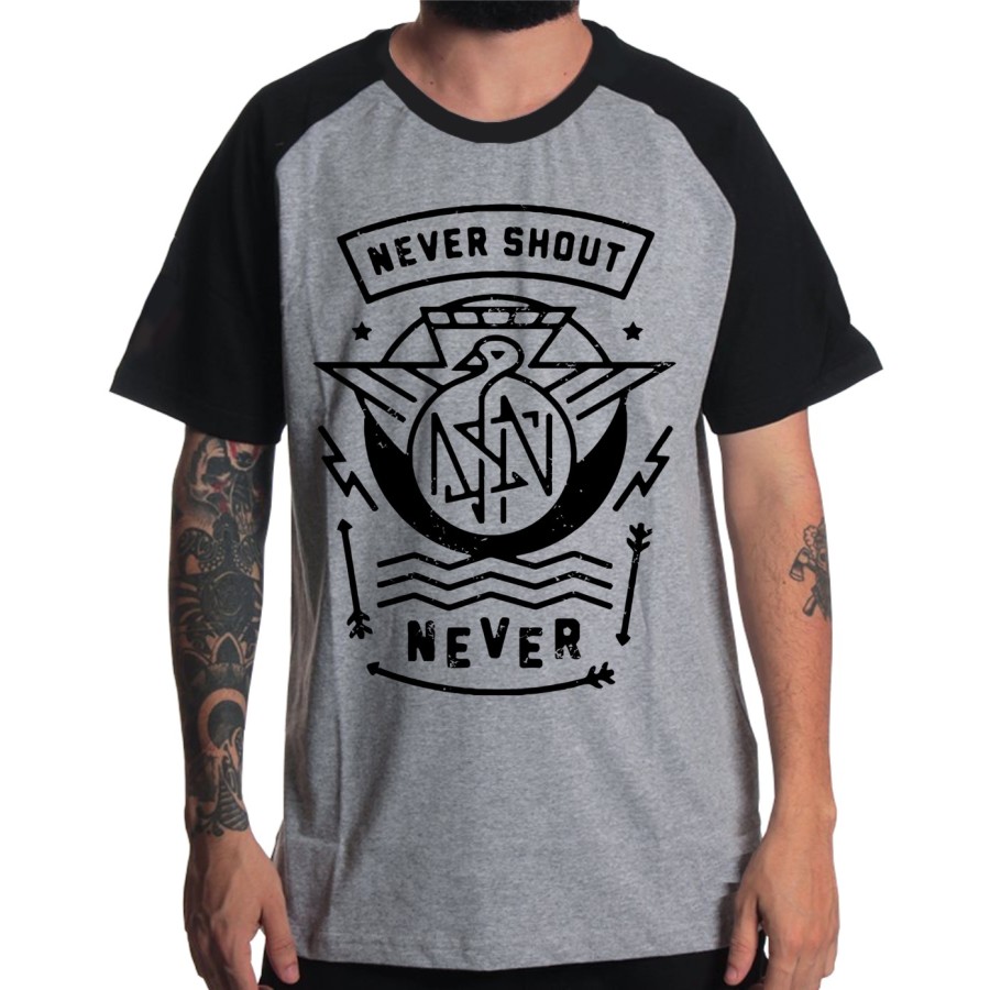 Rockwear Brasil - Camiseta Raglã Never Shout Never Rockwear Preta