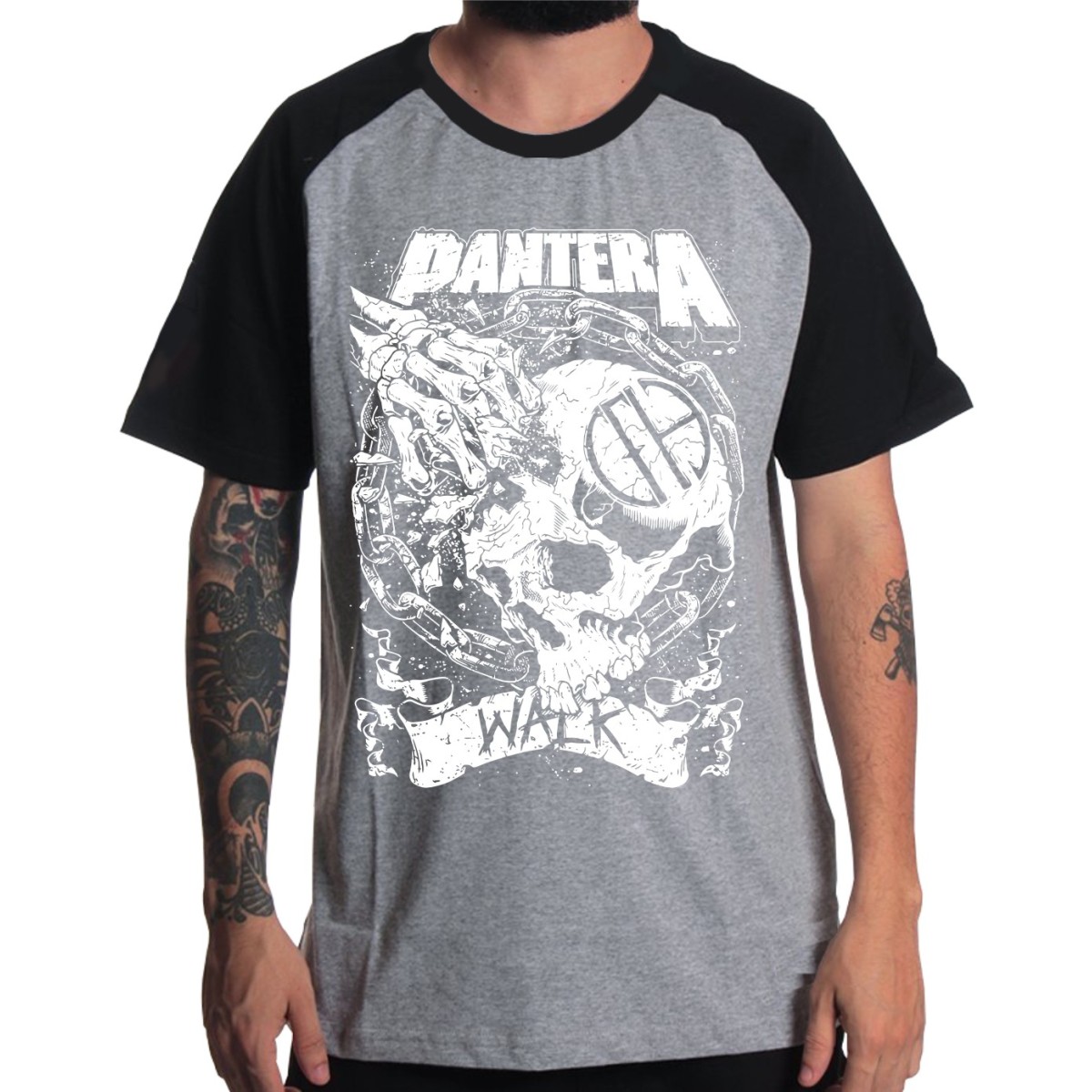 Rockwear Brasil - Camiseta Raglã Pantera Rockwear Preta