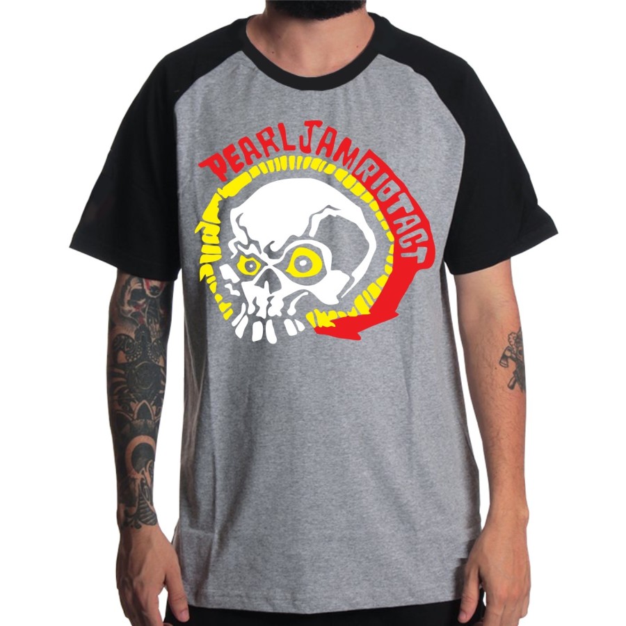 Rockwear Brasil - Camiseta Raglã Pearl Jam 3 Rockwear Preta