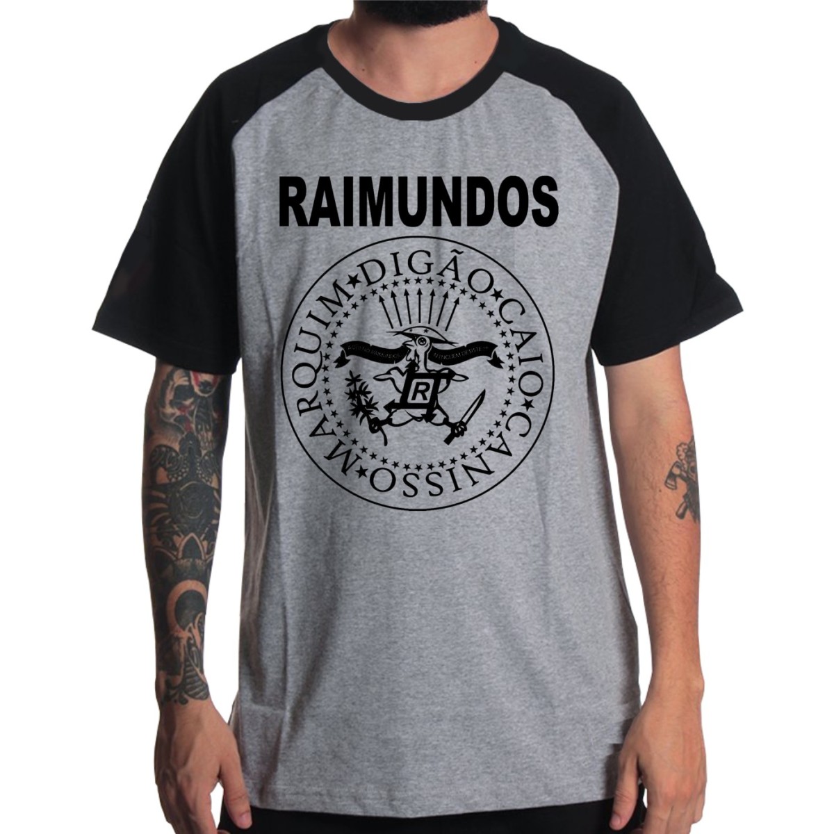 Rockwear Brasil - Camiseta Raglã Raimundos Rockwear Preta
