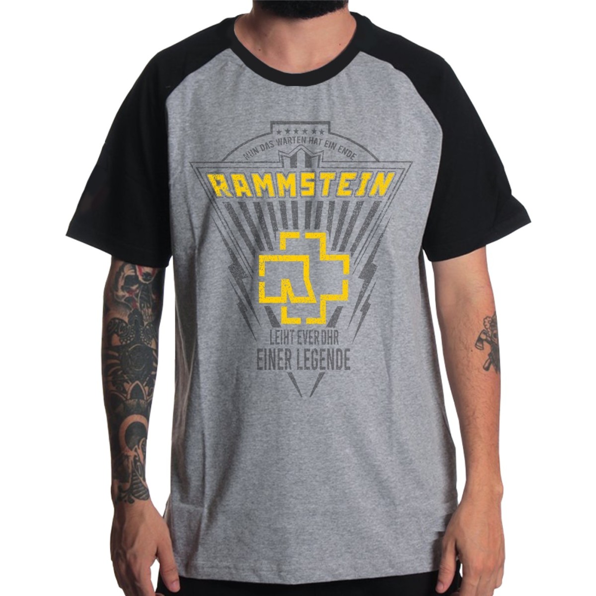 Rockwear Brasil - Camiseta Raglã Rammstein 3 Rockwear Preta