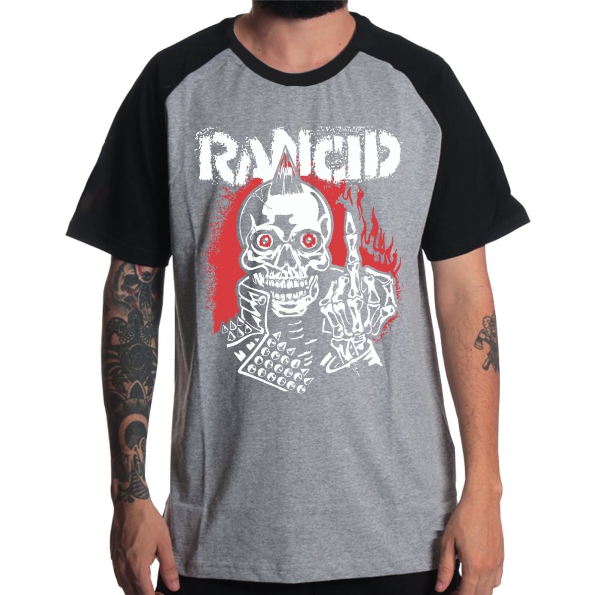 Rockwear Brasil - Camiseta Raglã Rancid 4 Rockwear Preta