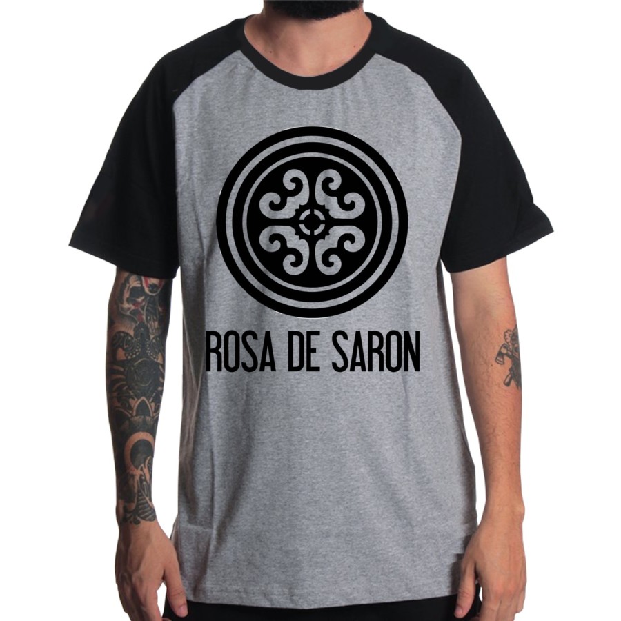 Rockwear Brasil - Camiseta Raglã Rosa de Saron Rockwear Preta