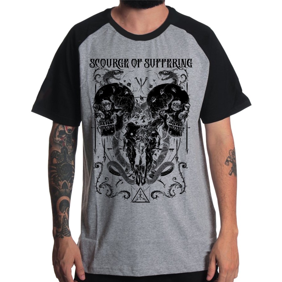 Rockwear Brasil - Camiseta Raglã Scourge Of Suffering Rockwear Preta