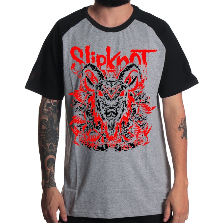 Rockwear Brasil - Camiseta Raglã Slipknot 8 Rockwear Preta