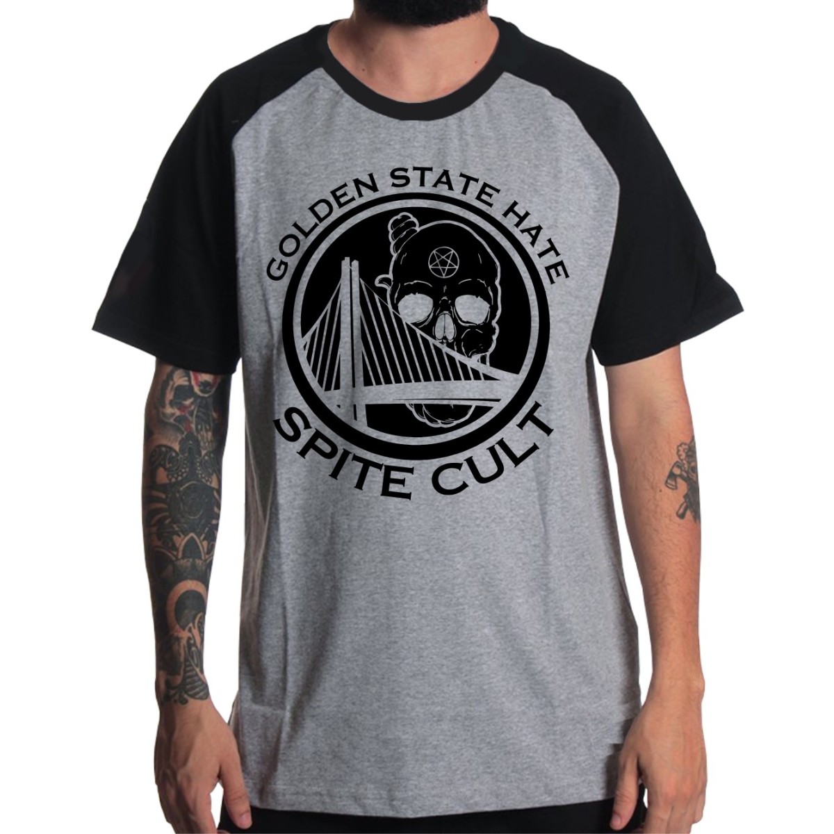 Rockwear Brasil - Camiseta Raglã Spite Rockwear Preta