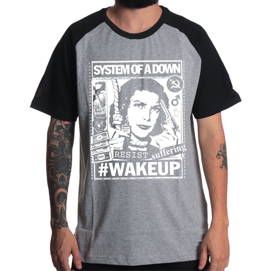 Rockwear Brasil - Camiseta Raglã System Of A Down Rockwear Preta