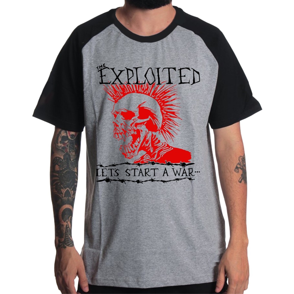 Rockwear Brasil - Camiseta Raglã The Exploited Rockwear Preta
