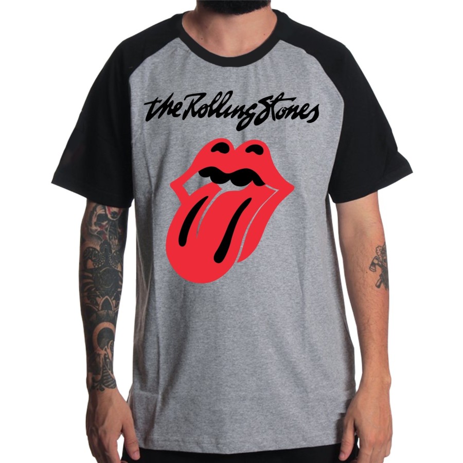 Rockwear Brasil - Camiseta Raglã The Rolling Stones 2 Rockwear Preta