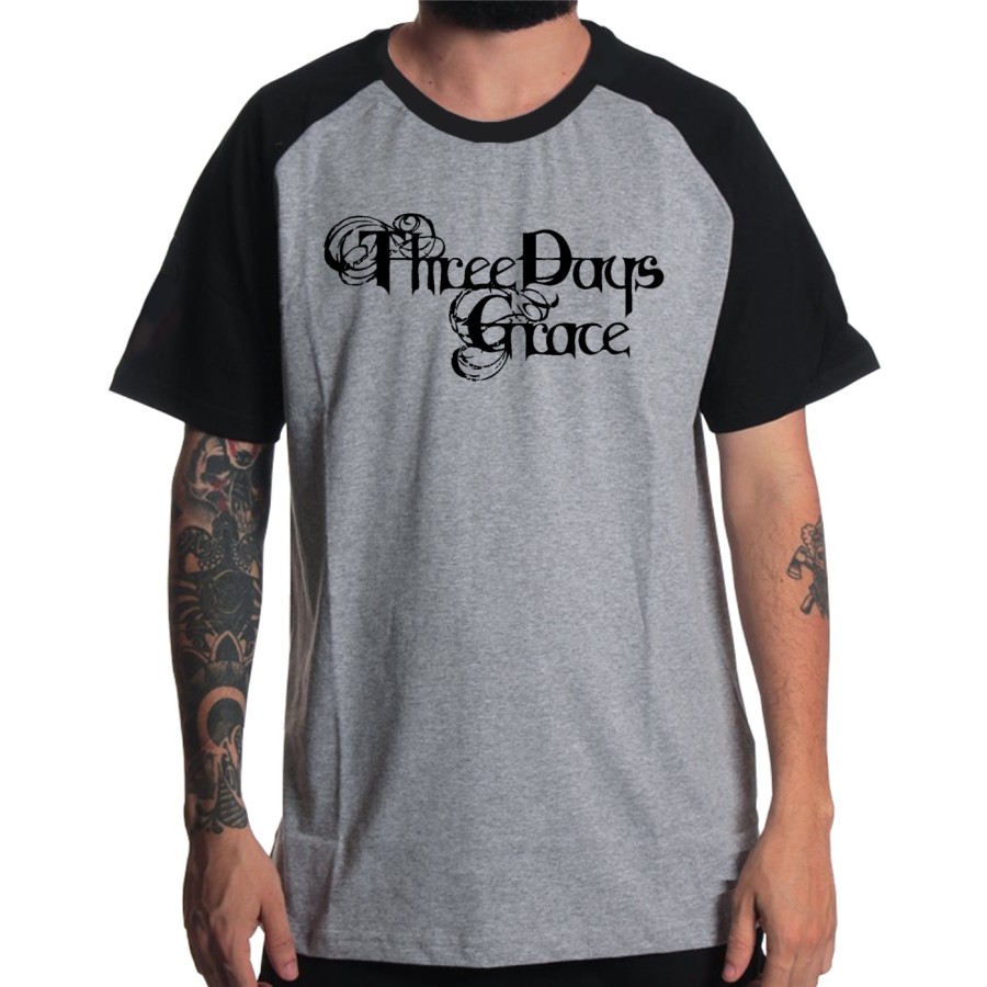Rockwear Brasil - Camiseta Raglã Three Days Grace Rockwear Preta