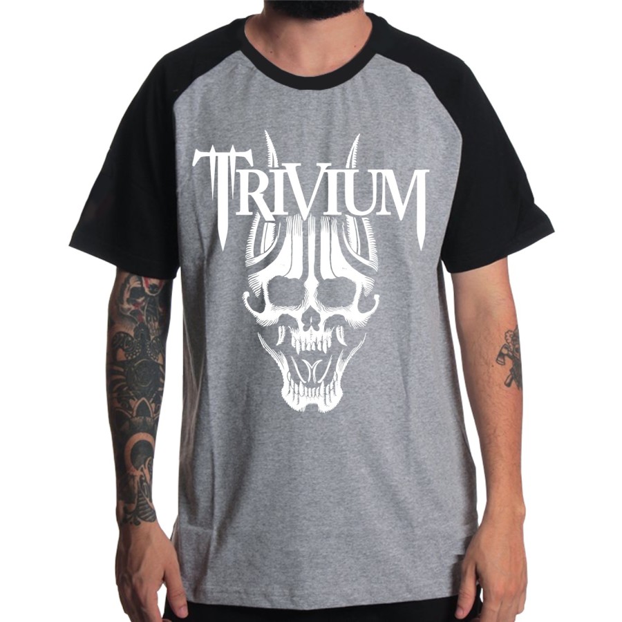 Rockwear Brasil - Camiseta Raglã Trivium 3 Rockwear Preta