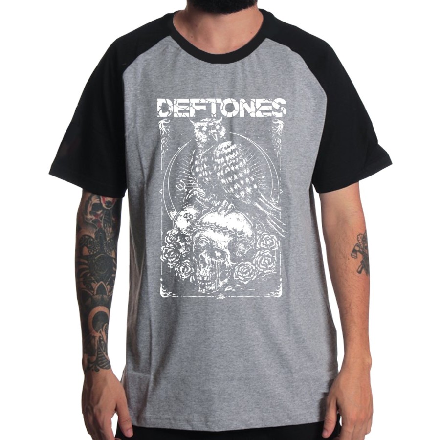 Rockwear Brasil - Camiseta Raglã Deftones 3 Rockwear Preta