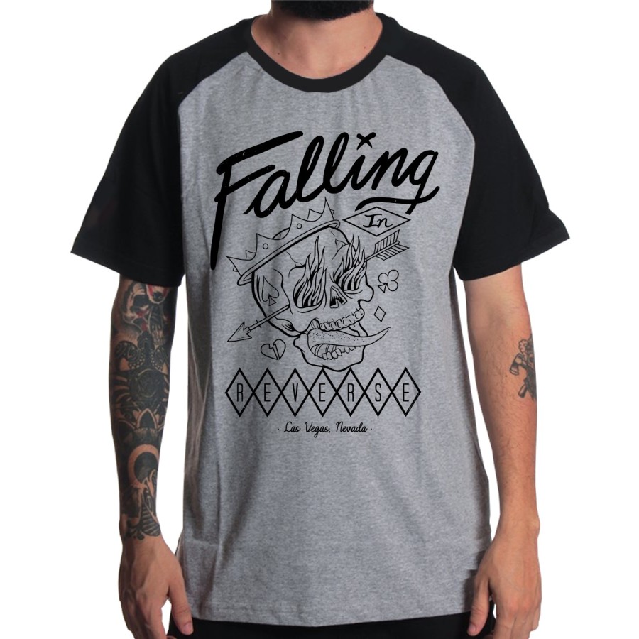 Rockwear Brasil - Camiseta Raglã Falling In Reverse 2 Rockwear Preta