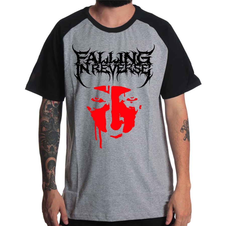 Rockwear Brasil - Camiseta Raglã Falling In Reverse 4 Rockwear Preta