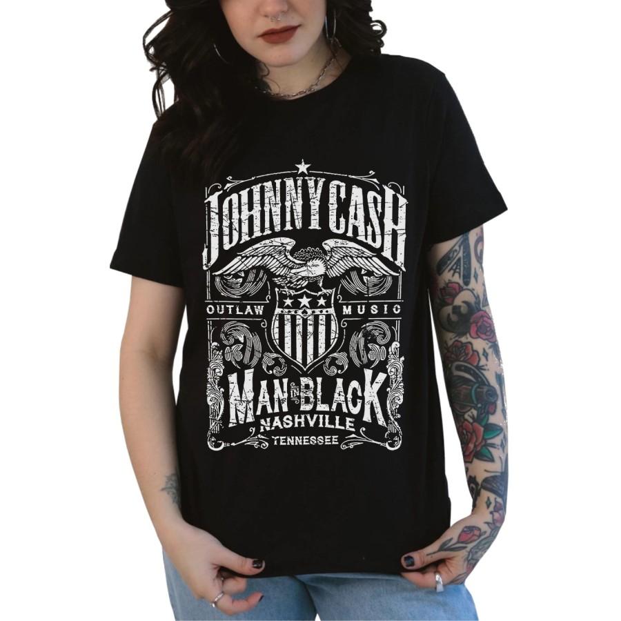 Rockwear Brasil - Baby look Johnny Cash 4 Rockwear Preta