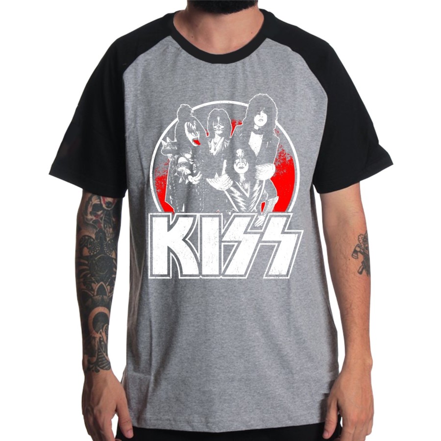 Rockwear Brasil - Camiseta Raglã KISS 4 Rockwear Preta
