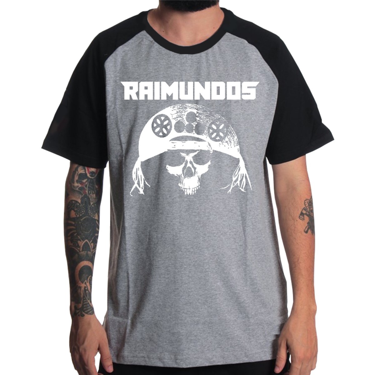 Rockwear Brasil - Camiseta Raglã Raimundos 3 Rockwear Preta
