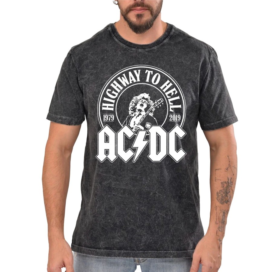 Rockwear Brasil - Camiseta Marmore Acdc Rockwear Preta