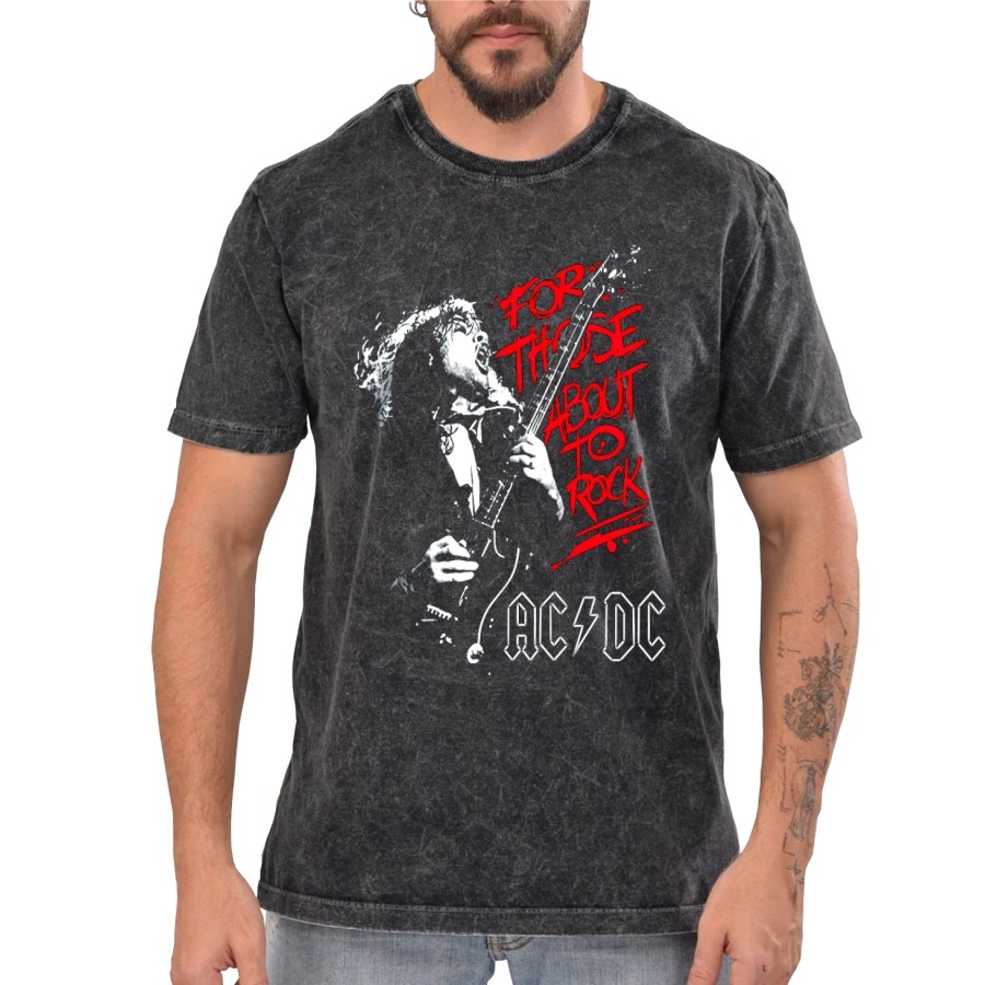 Rockwear Brasil - Camiseta Marmore Acdc 3 Rockwear Preta