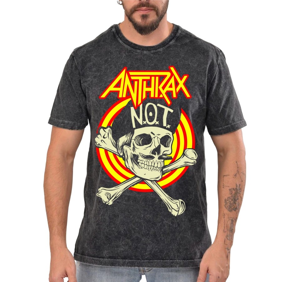 Rockwear Brasil - Camiseta Marmore Anthrax Rockwear Preta
